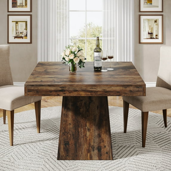 Tribesigns Square Dining Table for 4, 31.5-Inch Kitchen Table Small Dinner Table with Sturdy Pedestal Base