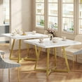 thumbnail image 1 of Tribesigns Square Dining Table Set of 2 - 31.5" Industrial Dinner Table with Metal Base, White & Gold, 1 of 8