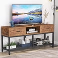 thumbnail image 1 of Tribesigns TV Stand for TVs up to 65", 3-Tier TV Console Table with 2 Drawers and Storage, Entertainment Center, Steel Frame, for Living Room, Bedroom, 60 x15.74 x23.62in, Rustic Brown and Black, 1 of 7