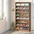 thumbnail image 1 of Tribesigns Tall Shoe Cabinet, 9 Tiers 40-45 Pairs Heavy Duty Wood Freestanding Shoe Storage Cabinet, 70.8'' Tall Shoe Cabinet with Open Storage for Entryway (Brown), 1 of 6