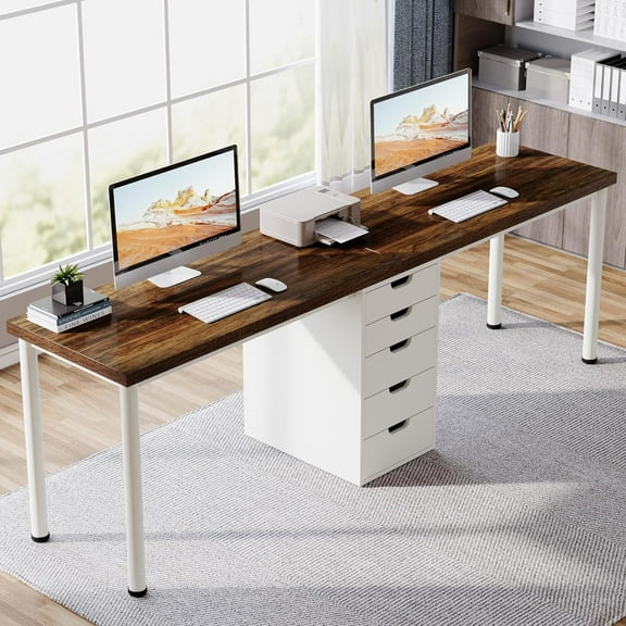 Tribesigns Two Person Computer Desk with 5 Drawers, 78.7 Inches Extra Long Double Office Desk, Modern Simple Workstation Double Desk Study Writing Table for Home Office