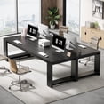 thumbnail image 1 of Tribesigns Two Person Desk, 86.61-Inch Extra Long Desk, Double Computer Writing Table, Black (Set of 2), 1 of 8
