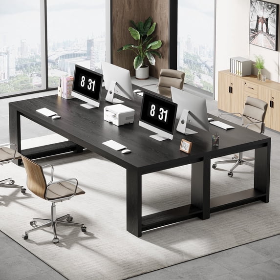 Tribesigns Two Person Desk, 86.61-Inch Extra Long Desk, Double Computer Writing Table, Black (Set of 2)
