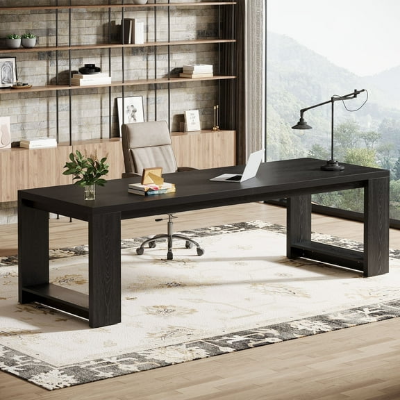 Tribesigns Two Person Desk, 86.61-Inch Extra Long Desk, Double Computer Writing Table, Black