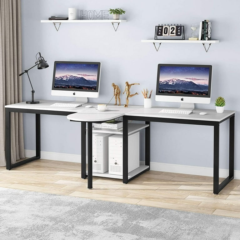 Tribesigns 94.5 inch computer desk extra long two person desk with storage shelves deals