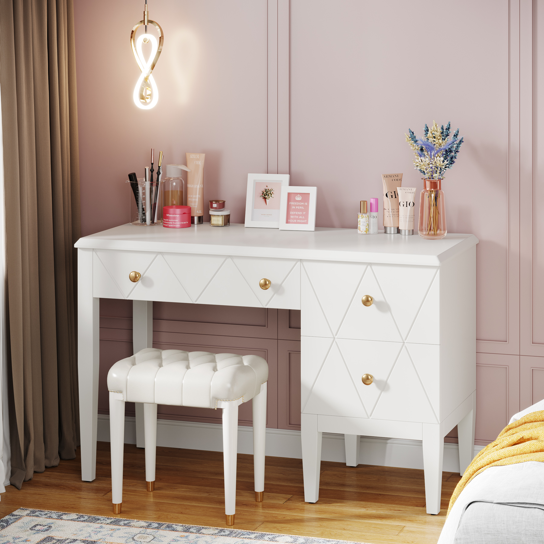 Tribesigns Vanity Desk with 3 Drawers, Makeup Vanity Dressing Table