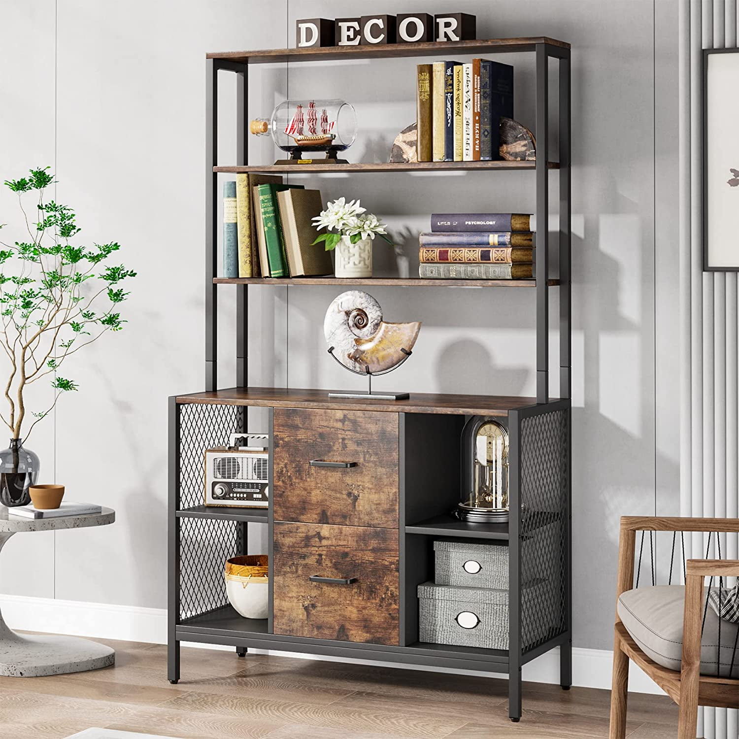Bookcase with 2024 filing cabinet