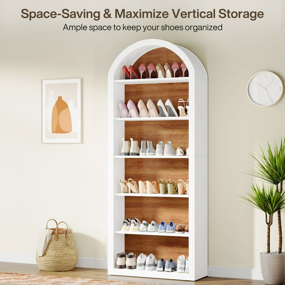 Tribesigns White 75.98" Tall 6-Tier Shoe Storage Cabinet(White, 6-Tier)