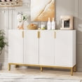 thumbnail image 1 of Tribesigns White Luxury Buffet Cabinet with Storage, 55 Inch Kitchen Sideboard Cabinet with 4 Doors, 1 of 12