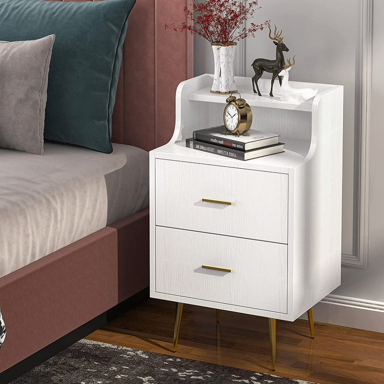 White bedside table 2024 with metal legs