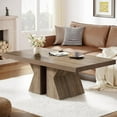 thumbnail image 1 of Tribesigns Wood Coffee Table, 47-Inch Rectangular Center Table with Thick Wooden Base, Farmhouse Wood-Look Cocktail Table for Living Room (Brown), 1 of 5