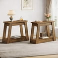 thumbnail image 1 of Tribesigns Wood End Table, Rustic Narrow Side Table with 2 Storage Shelves for Living Room, Bedroom (2), 1 of 5