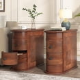 thumbnail image 1 of Finmind Wood End Table Set of 2, Narrow Solid Side Table 2-Drawer Slim Chair Side Table, No Assembly Required, Finished Back, 1 of 8