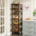thumbnail image 1 of Tribesigns Wood Fruit and Vegetable Storage Rack, 5-Tier Narrow Snack Stand Fruit Basket Kitchen Stand, Pull-Out Utility Organizer for Kitchen, Living Room, Rustic Brown, 1 of 7