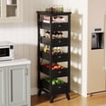 thumbnail image 1 of Tribesigns Wood Fruit and Vegetable Storage Rack, 5-Tier Narrow Snack Stand Kitchen Stand Fruit Basket, Pull-Out Utility Organizer, Black, 1 of 7
