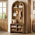 thumbnail image 1 of Tribesigns Wooden Hall Tree, 71" H Arched Coat Rack with Bench and Shoe Storage, Entryway Bench with Coat Rack, 4 Hooks & 4 Cubbies, 1 of 6