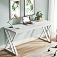 thumbnail image 1 of Tribesigns Writing Computer Desk, 55-Inch Modern Simple Study Desk with Z-Shaped Metal Leg, White, 1 of 8