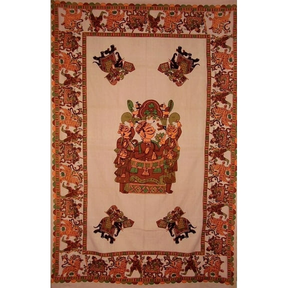 Tribesman Tapestry Cotton Wall Hanging 90" x 60" Tan