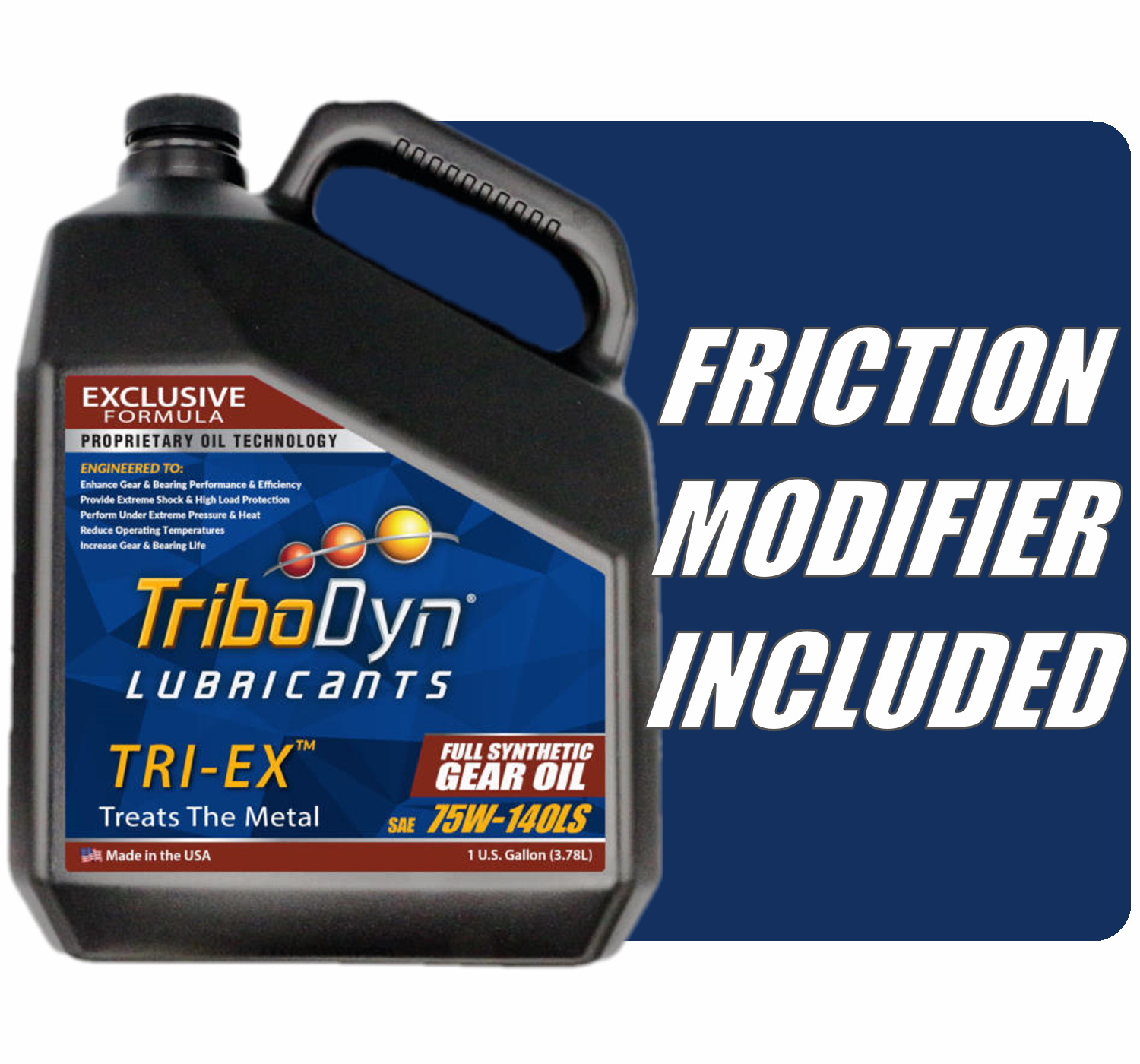 TriboDyn Tri-Ex2 75W-140 Full Synthetic Gear Oil – API GL-5 / MT-1 – Ceramic Enhanced – USA Made