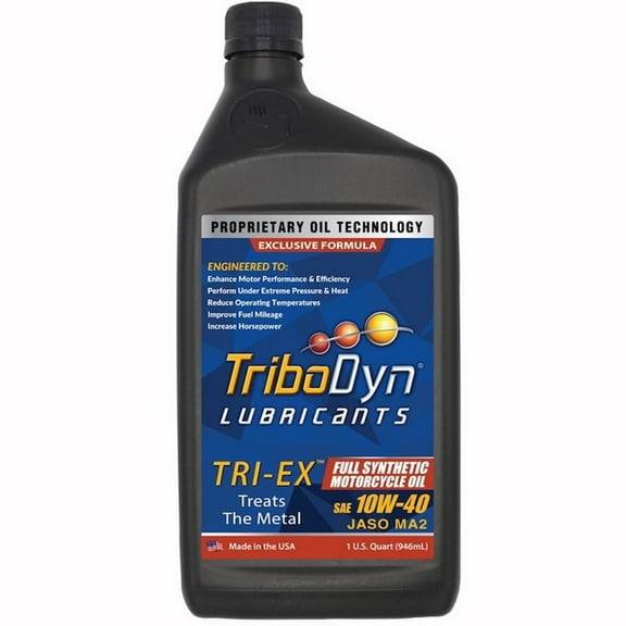 TriboDyn Full Synthetic 10W-40 JASO MA2 Motorcycle Oil, Quart Bottle