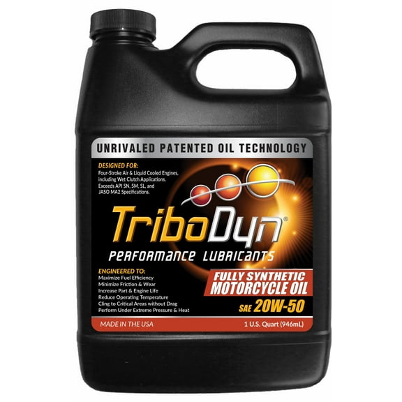 TriboDyn JASO MA2 20W50 Synthetic Motorcycle Oil with Ceramic Coating, 1 Quart