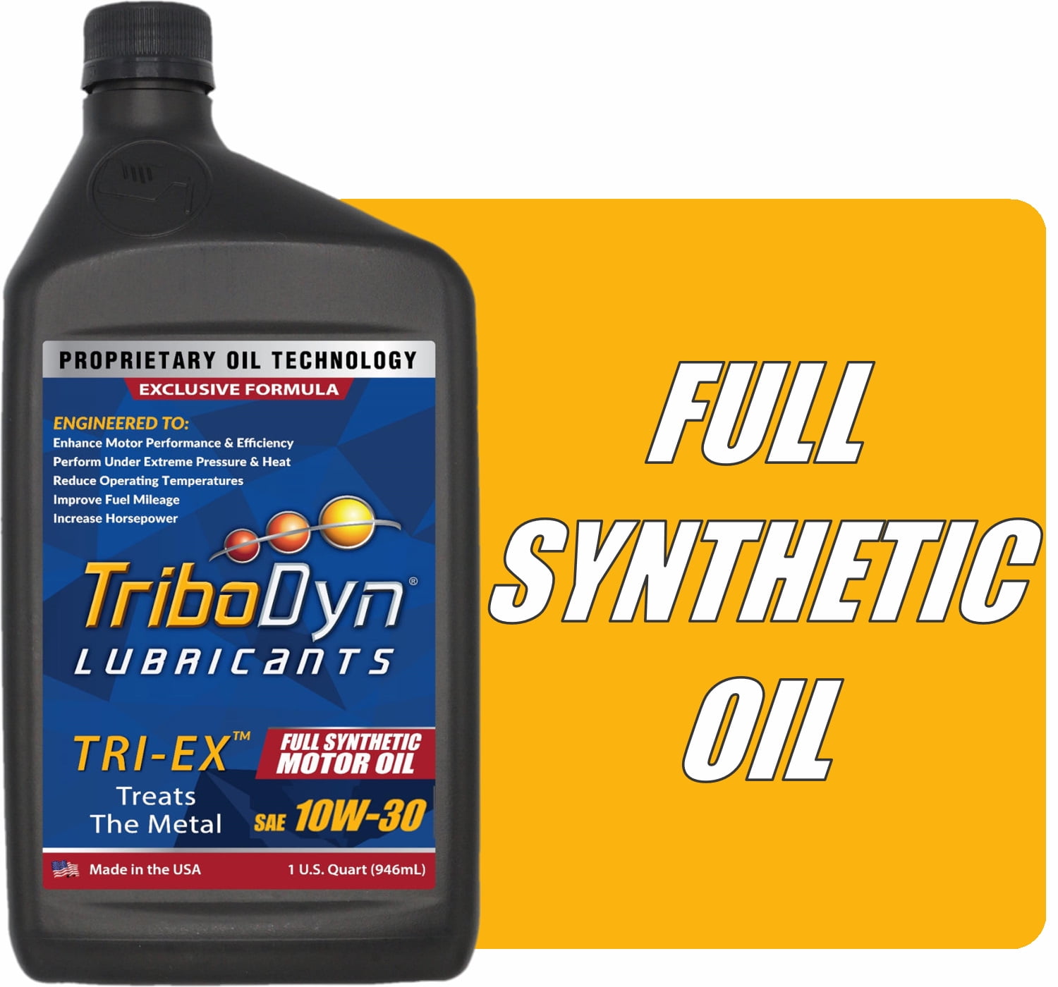 TriboDyn TRIEX Full Synthetic SAE 10W 30 Motor Oil Quart Bottle