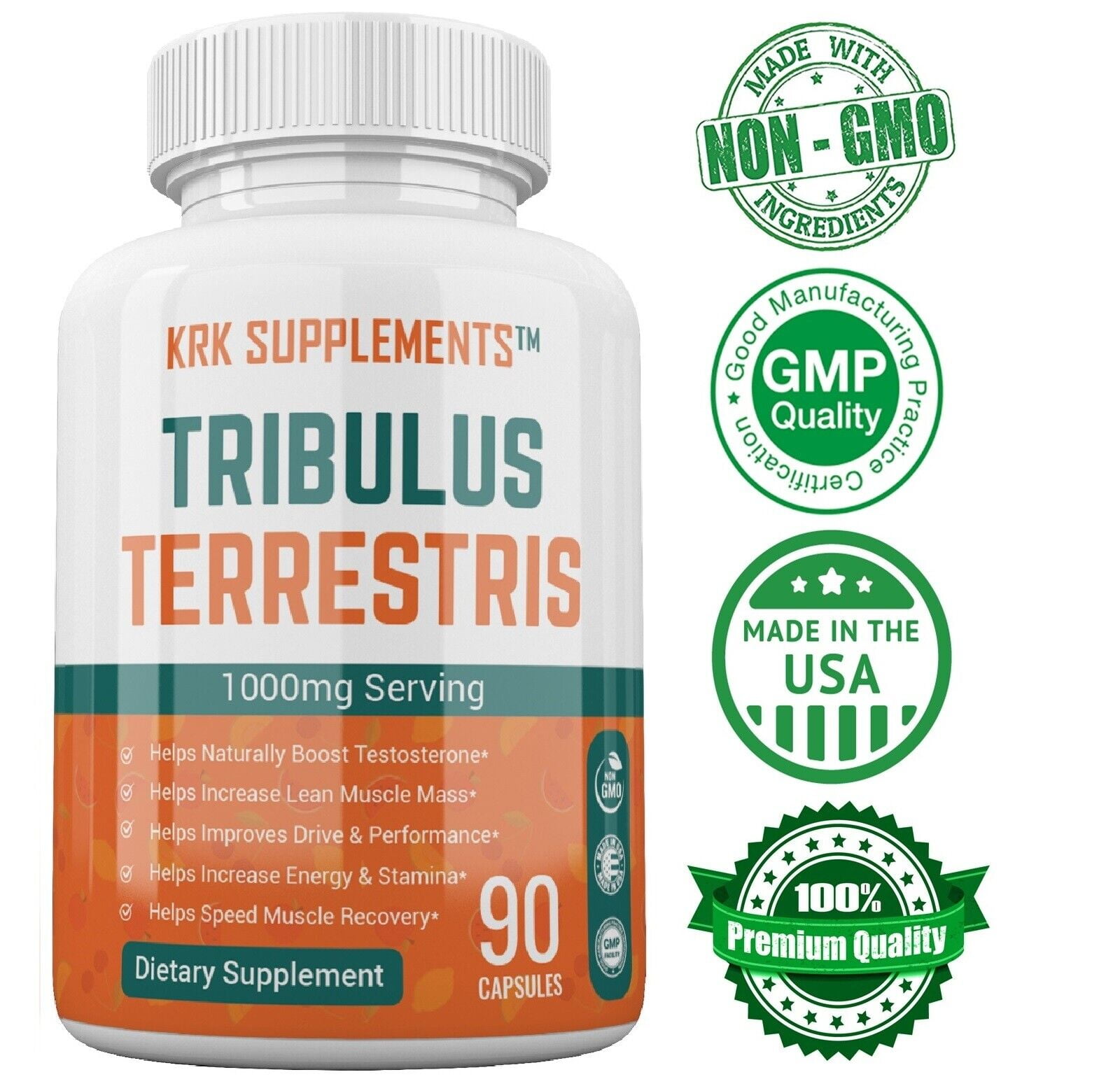 Tribulus Terrestris 1000mg per serving Minimum 45 Saponins Extract 90