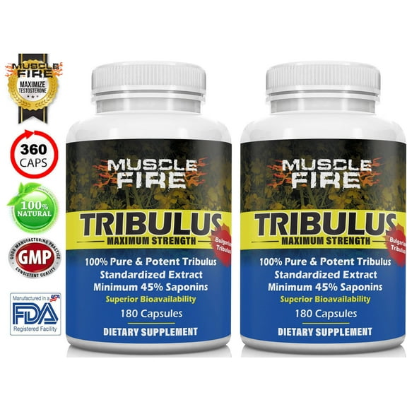 Herbal Nutrition Tribulus Terrestris for Men - Maximum Strength Bulgarian Tribulus, Two 180 Count Bottles, 1500mg