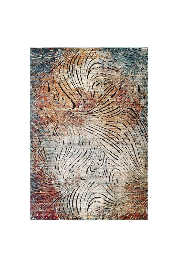 Tribute Ember Contemporary Modern Vintage Mosaic 5x8 Area Rug in Multicolored