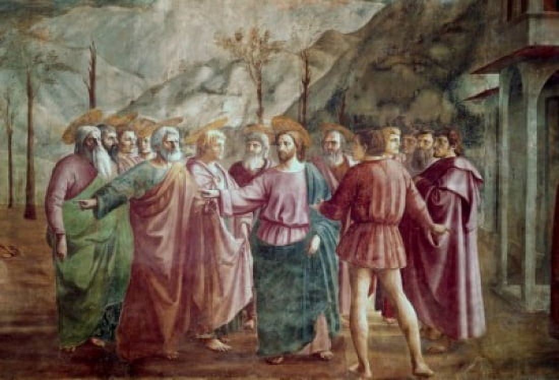 The Tribute Money - Detail #2 (From The Life Of St Peter Cycle) 1425-28 Masaccio (1401-1428 Italian) Fresco Cappella Brancacci Santa Maria del Carmine Florence Italy Canvas Art - Masaccio (18 x 24)