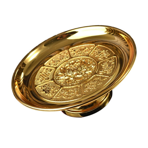 BRIGHTFUFU Buddha Fruit Offering Plate Golden Acrylic 1Pc 5.9X5.9in
