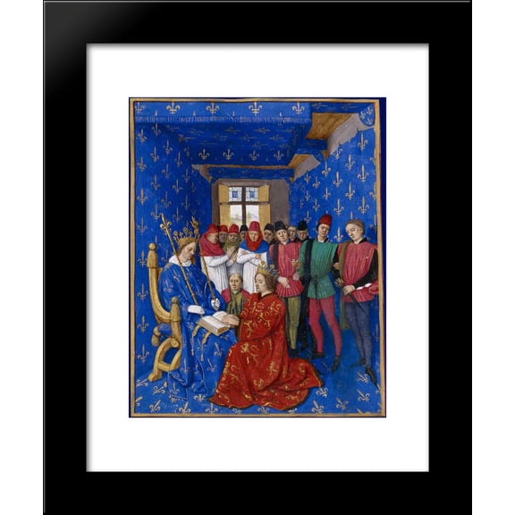 Tribute of Edward III to Philip 20x24 Framed Art Print by Jean Fouquet