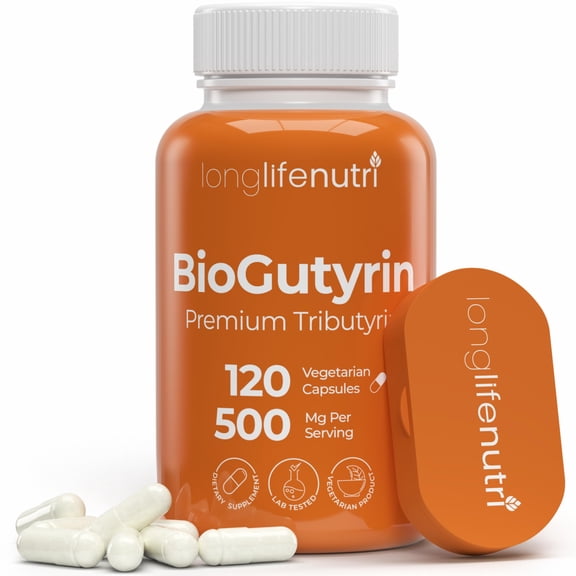 LongLifeNutri Tributyrin 500mg, 120 Vegetarian Capsules, 4-Month Supply