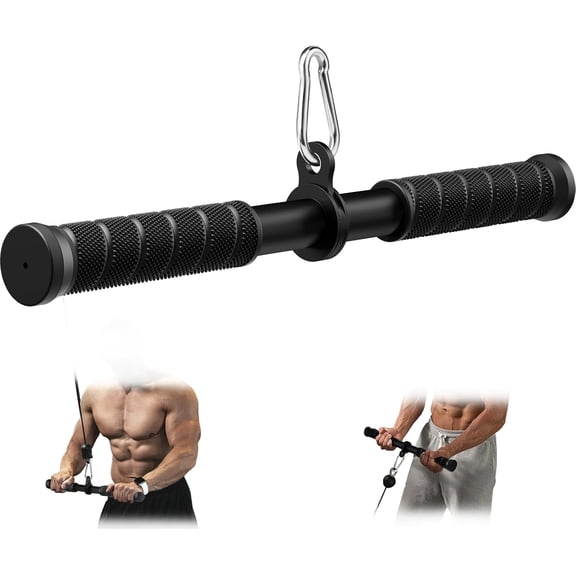 Tricep Pressdowns Straight Bar Cable Attachment 360 Degree Rotating Bicep Pull Down Triceps LAT Pull Down Bar with Non-Slip Rubber Handle for Gym Cable Machine Attachment Home Gym Accessory