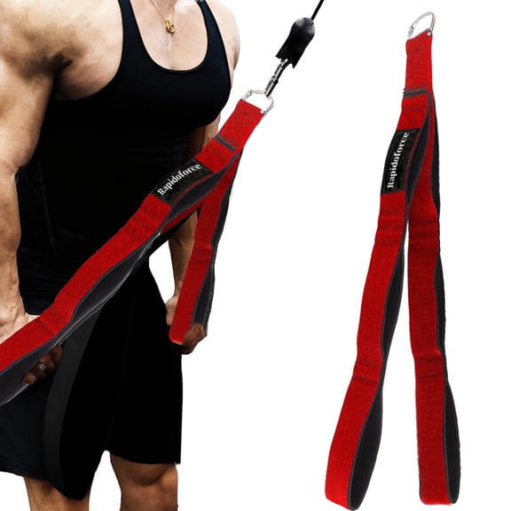 Tricep Rope Cable Attachment Handles, Long Triceps Pull Down Rope for Push Downs, Crunches, Facepulls - Greater Range of Motion for Gym Red