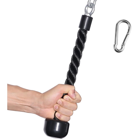 Tricep Rope 27 & 36 inches 2 Colors Attachment Machine Pulldown Heavy Duty Coated Nylon Rope with Solid Rubber Ends
