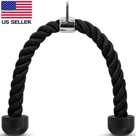 Tricep Rope Attachment Cable Machine Handle - Fitness Pulldown Triceps | Black