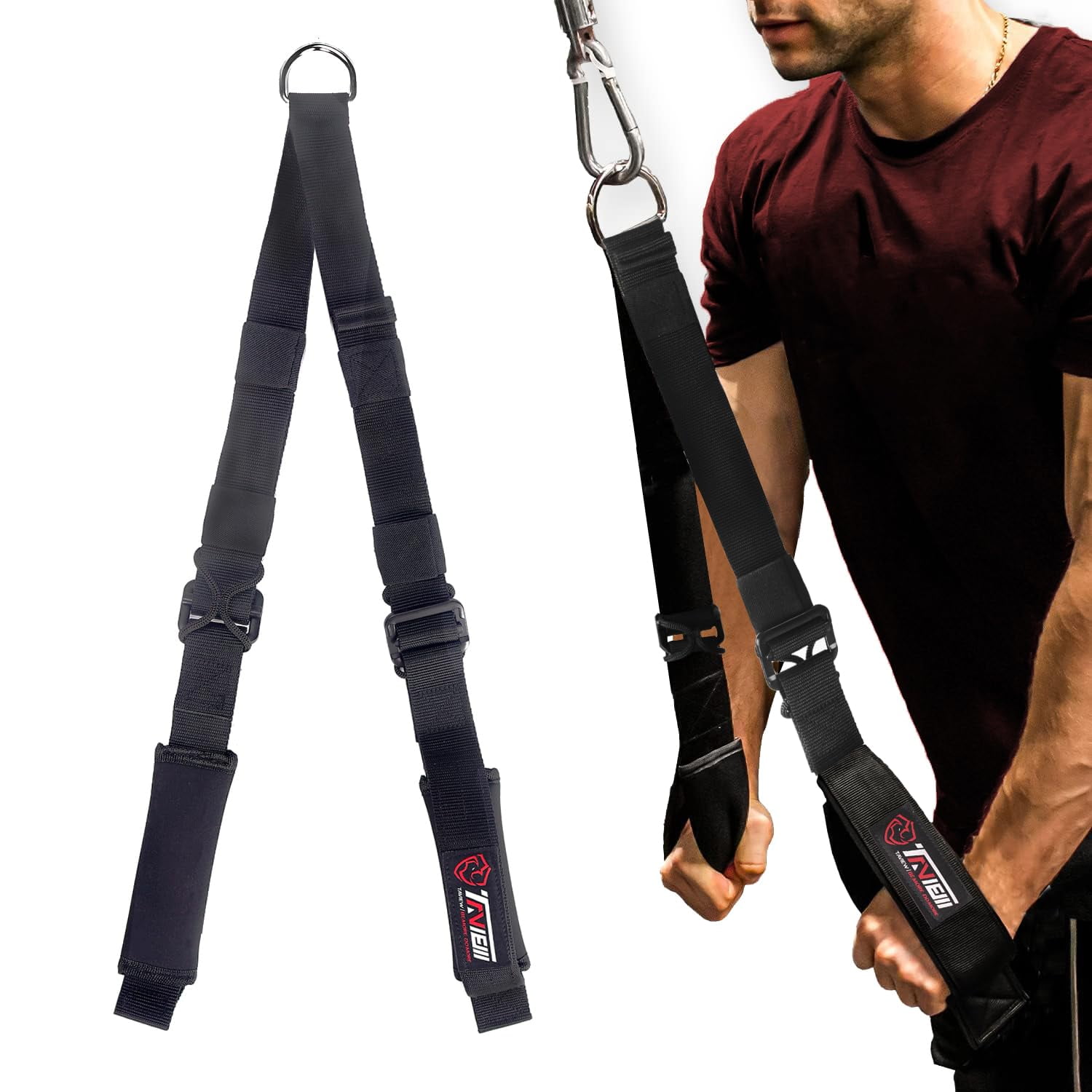 3-in-1 Tricep Rope Attachment For Cable Machines - Detachable Handles For Multi-Gym Workouts 1 thumbnail image