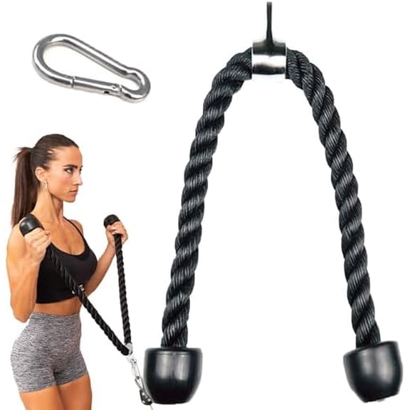Tricep Rope Pull Down Attachment 47 inch Extra Long Gym Rope for Pulley System, LAT Pulldown, Biceps, Triceps, Abdominals Nylon Triceps Cable Attachment with Non-Slip Handles$$