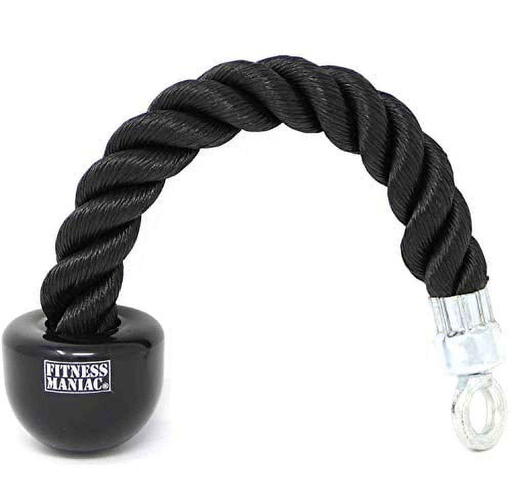 Tricep Rope Single Grip Pull Down Bicep Cable Attachment Exercises Black Nylon 14" Class