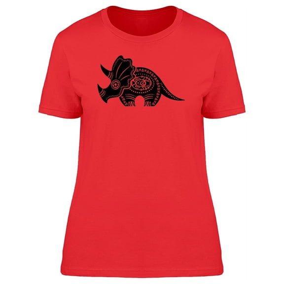 Triceratops Black Ancient Totem Tee Women's -Image by Shutterstock
