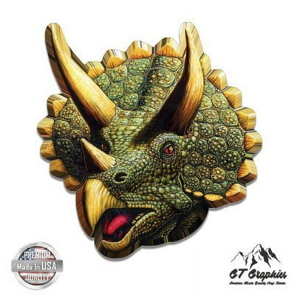 Triceratops Dinosaur Colorful - 3" Vinyl Sticker - For Car Laptop I-Pad Phone Helmet Hard Hat - Waterproof Decal