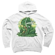 Triceratops Dinosaur Hugging Pet Dog White Graphic Pullover Hoodie - Design By Humans L