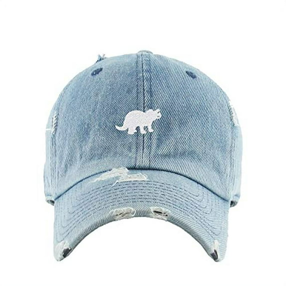 Triceratops Dinosaur Vintage Baseball Cap Embroidered Cotton Adjustable Distressed Dad Hat Light Denim