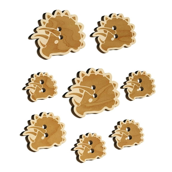 Triceratops Head Wood Buttons for Crochet Knitting Sewing DIY Craft - 1.00 Inch Medium (7pcs)