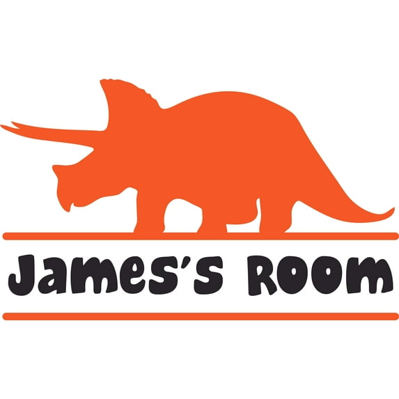 Triceratops Horned Dinosaur Dino Customized Wall Decal - Custom Vinyl Wall Art - Personalized Name - Baby Girls Boys Kids Bedroom Wall Decal Room Decor Wall Stickers Decoration Size (15x30 inch)