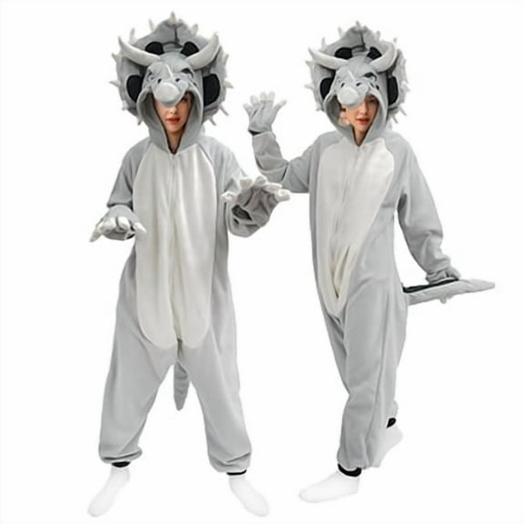 Triceratops Onesie, Dinosaur Onesies Adult Animal Costume, Halloween Cosplay Unisex Onesie Christmas Dress for Women and Men