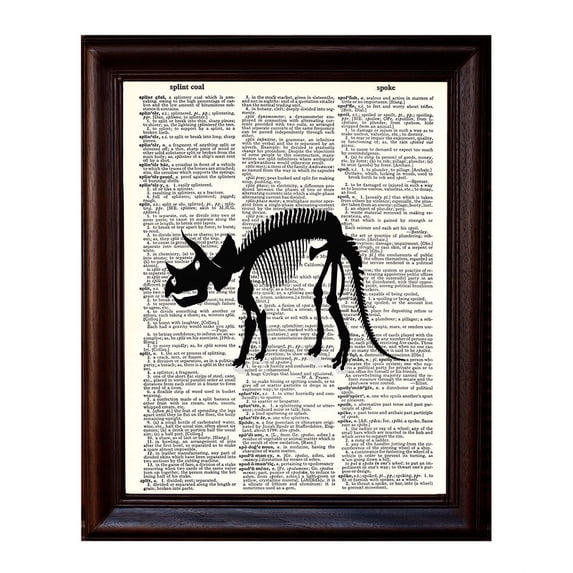 Triceratops Skeleton - Dictionary Art Print Printed On Authentic Vintage Dictionary Book Page - 8 x 10.5