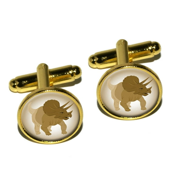 Triceratops - Three-horned Dinosaur Round Cufflinks