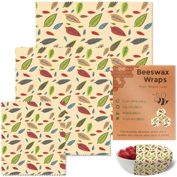 Trichromatic Leaf Beeswax Wrapping Paper, Clearance, 3 PCS Set for Plastic Food Basket Cooking Wax Paper for Wrapping Bread Swiches(A)